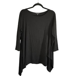 COMFY USA Black Stretchy Soft Modal Lagenlook Whimsigoth Top Tunic - Sz Medium